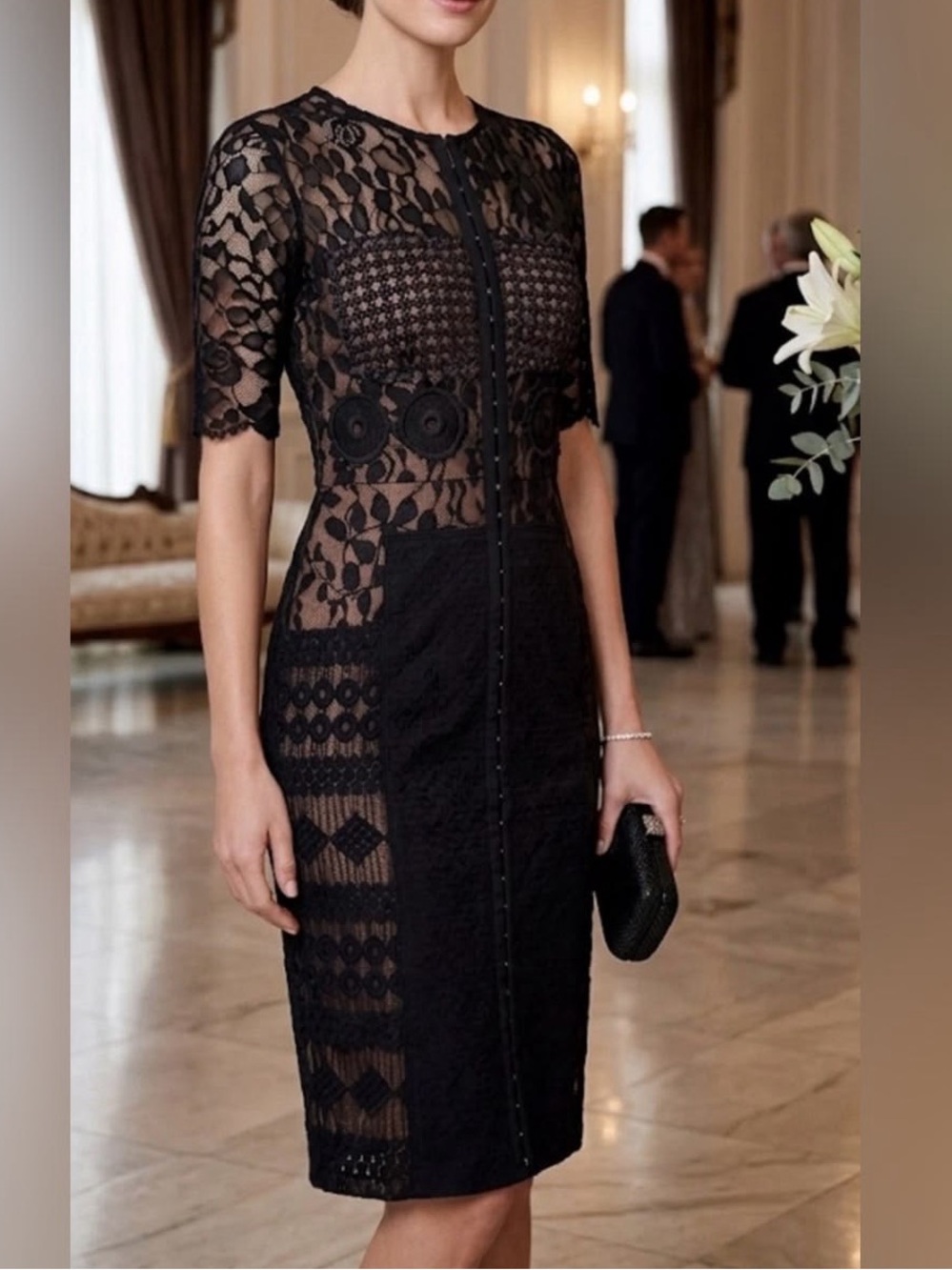 Anthropologie Black Lace Cocktail Dress NWT